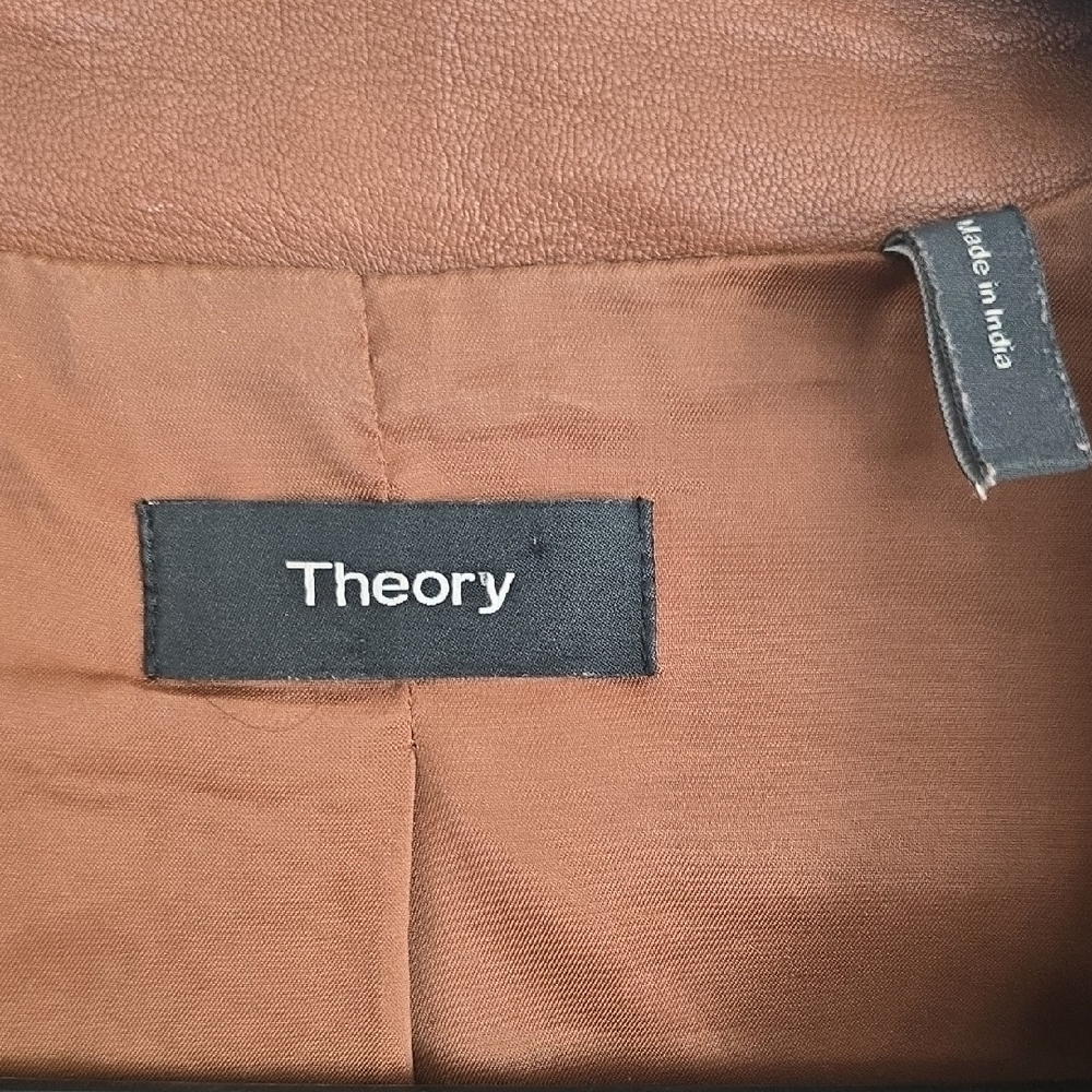 Theory Brown Leather Jacket - Picture 2 of 6